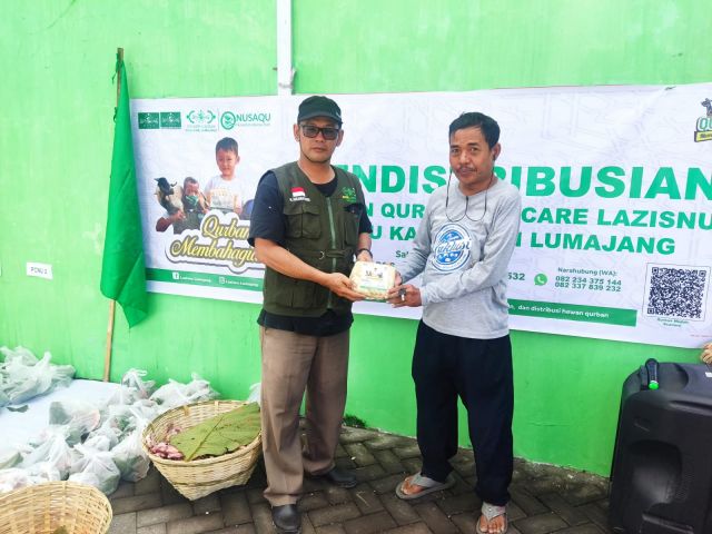 LAZISNU Lumajang Distribusikan Daging Kurban Sumbangan Donatur